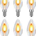 Hompavo Christmas Decorations, LED Flame Light Bulbs, Flickering Lights with Realistic Flame Effect for E12 Candelabra Base, Perfect for Chandeliers, Wall Sconces, Home Indoor Outdoor - 6 Pack