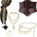 Pirate Costume Women Sexy Womens Pirate Romper Dress Outfit with Bandana Corset Accessories 4PCS