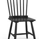 Black Windsor Dining Chairs Armless Spindle Back Solid Rubber Wood Set of 1