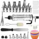 Dessert Decorating Syringe Set, Icing Piping Kit Stainless Steels Cake Decorating Tools 30 Piping Icing Nozzles Cupcake Decorating Kit - Black
