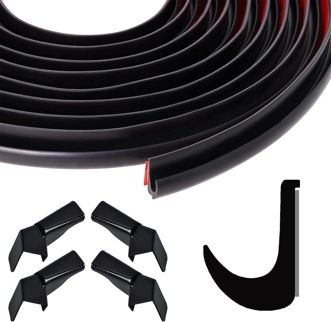 40 FT RV Rain Gutter, J-Shape Drip Rail with 4 RV Rain Gutter Spouts, 1/2 Inch PVC Plastic Roof Rain Diverter Strip to Control Water Runoff for Rv, Vans, Cars, Truck, Caravans, w/3M Tape (Black)