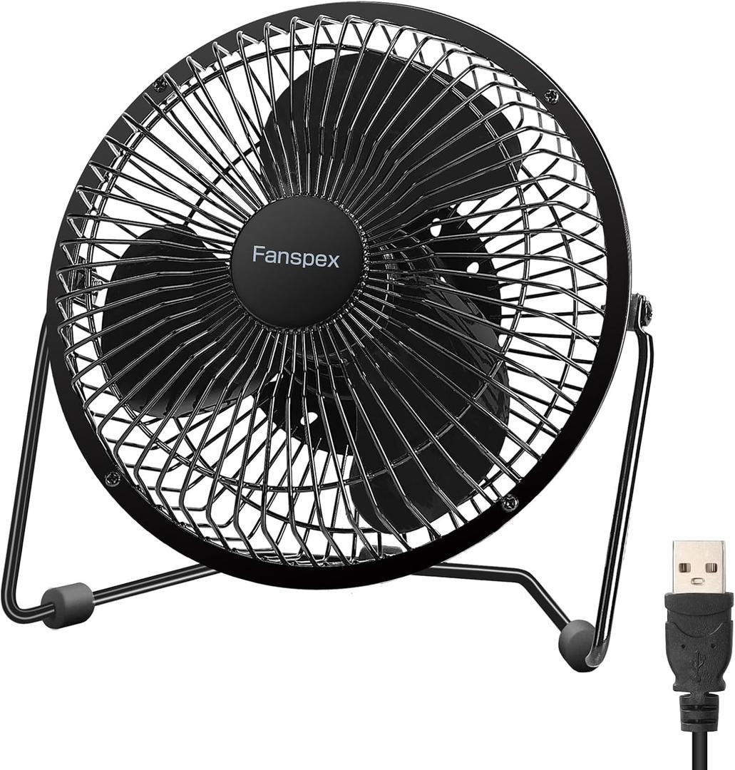 6 Inch Small USB Desk Fan, 36 dB Quiet Desktop Fans for Home Office Bedroom, Metal Construction with 360 Adjust Tilt, 1800 RPM Fan Speed
