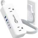 Power Strip with USB C, Small Extension Cord with 4 Outlets & 2 USB-A and 3 USB-C Ports 4.8A/24W Charging Station, 3 Ft 2 Sides Outlet Extender Non Surge Protector for Cruise Ship Travel Office Dorm