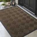 DEXI Front Door Mat Outside Entrance, 2x4 ft Rubber Entry Doormat Heavy Duty, Welcome Mats Non Slip for Inside House Floor Entryway Back Doors Exterior Patio, Diamond Brown