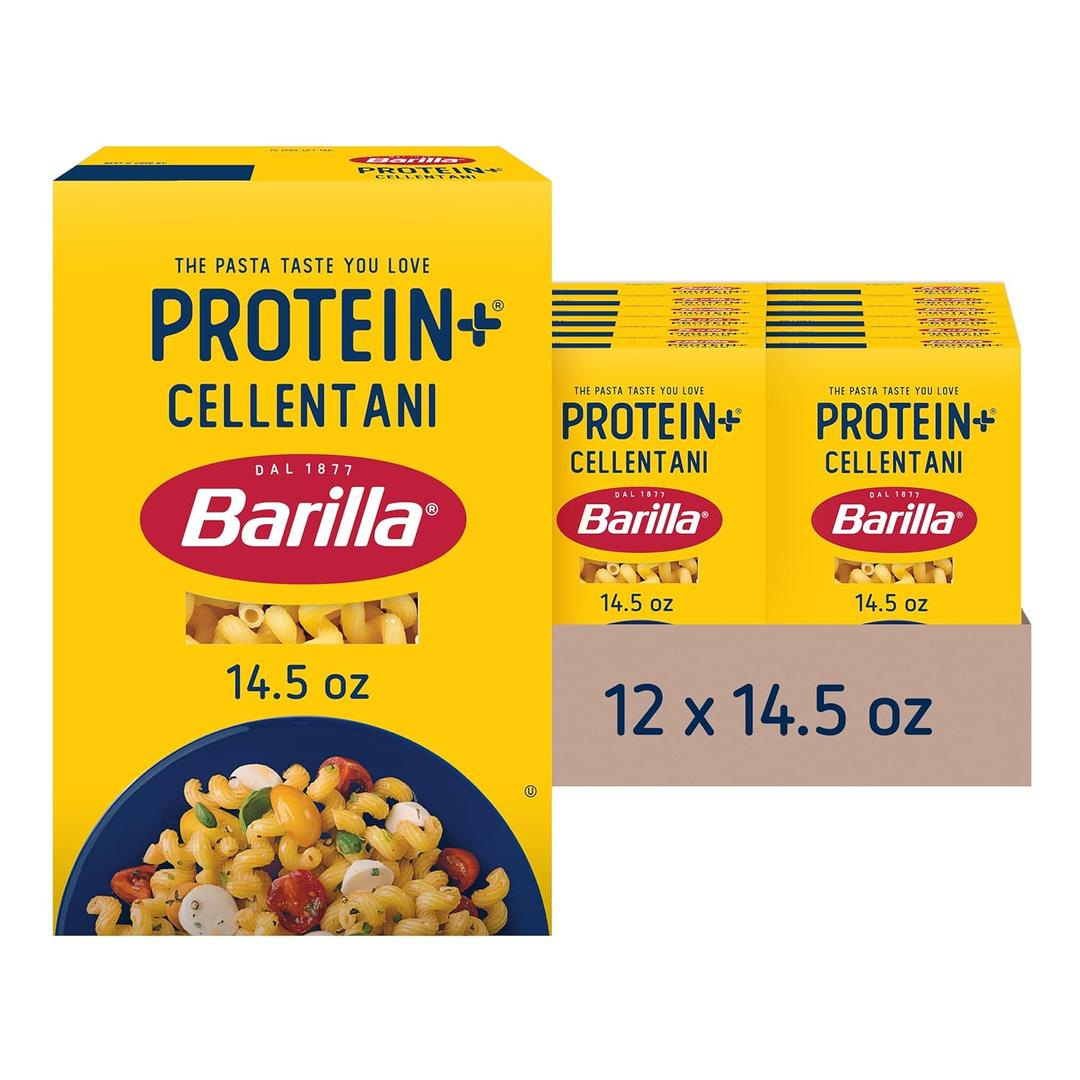 Barilla Protein+ (Plus) Cellentani Pasta, 14.5 Ounce (Pack of 12) - plant based - Made from Lentils, Chickpeas & Peas - Non-GMO, Kosher Certified, BBD: 11/01/2027