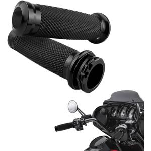 1 Inch Motorcycle Handlebar Grips Aluminum Cable Throttle Hand Grips Compatible with Touring Softail Dyna Sportster Street Glide Cruisers Choppers