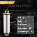 4 Inch Exhaust Muffler, 4" Inlet/Outlet 30" Overall Length Resonator, Stainless Steel Straight Through Design Performance Muffler, 1 PC