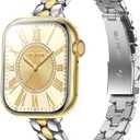 Narrow Metal Band Compatible with Apple Watch Bands42mm(Series 11 10)/41mm/40mm/38mm SE Ultra for Women (Silver Gold)
