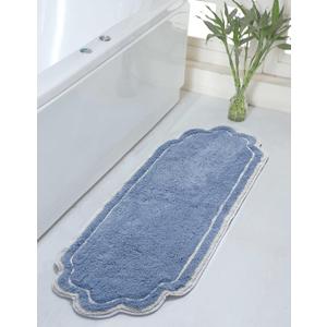 Home Weavers Allure Collection 100% Cotton Tufted Bathroom Rug, Soft and Absorbent Bath Rugs, Non-Slip Bath Carpet, Machine Wash Dry Bath Mats for Bathroom Floor, 21"x54" Runner, Blue