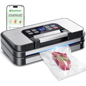 95Kpa Powerful Precision Pro Vacuum Sealer, with 10-in-1 Functions, Easy-Lock Handle, Double Heat Seal & Double Pump, Vacuum Sealer Machine for Food with Bags Storage, Built-in Cutter, Stainless Steel