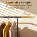 TigerParty Clothes Rack for Hanging Clothes, Sturdy Stainless Steel Clothing Rack, Extendable & Adjustable Rolling Garment Rack with Wheels for Bedroom Laundry Living Room, Silver