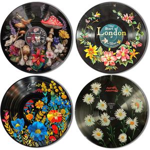HK Studio Hippie Decor, Posters for Room Aesthetic - Botanical Wall Art, Record Decor, 4 Pcs 12"