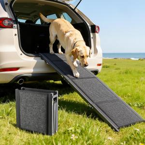VEVOR Dog Ramp for Cars, 63" L x 17" W, Folding Pet Ramps for  Dogs up to 250lbs, Pet Stair Ramp with Non-Slip Felt Rug Surface, Portable Outdoor Dog Car Ramps for SUV & Truck