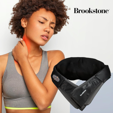 Brookstone Shiatsu Back and Neck Massager, Cordless Shoulder Massager with Heat, Electric Deep Tissue 3D Kneading Massage Pillow for Shoulder, Leg, Body Muscle Pain Relief, Gifts for Men Women