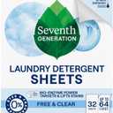 Seventh Generation Laundry Detergent Sheets 32ct Free & Clear Removes Tough Stains Safer for your family (32 Count (Pack of 1))