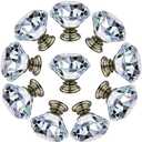NORTHERN BROTHERS Dresser Drawer Cabinet Knobs 30mm Diamond Shaped Crystal Glass Knobs Pulls for Kitchen Wardrobe Cupboard (10 Pack, Bronze)