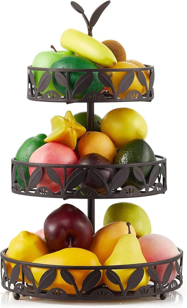3 Tier Fruit Basket for Kitchen, Fruit Bowl Holder, Detachable Fruit Storage Baskets Stand for Counters Kitchen Countertop Dining Table
