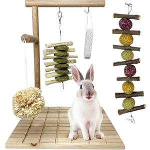 kathson Bunny Chew Toys for Teeth Grinding, Rabbit Wooden Scratch Board Feet Pad Platform Small Animals Play Toy for Guinea Pigs Chinchilla Hamsters Other Rodent Pets(E)