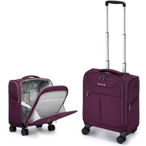 Hanke Underseat Carry On Luggage with Wheels, Lightweight Small Suitcase Airline Approved 16 Inch Softside Personal Item Travel Bag for Women Men, Compact Under Seat Luggage with Spinner Wheels,Purple