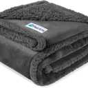 PetAmi Waterproof Dog Blanket for Couch, Large 60x40, Pee Proof Sherpa Fleece Reversible Pet Throw, Furniture Protector for Bed Sofa Kennel, Soft Washable Cover for Medium Dogs Cats, Grey Sherpa