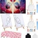 Feifeiyu 17 Pcs Valentines Sip and Paint Kit for Adults 8x10 Couple Painting Kit Art Pre Drawn Canvas Paint for Adults Date Night Party Favor Supplies Galentines Gifts(Clink Glasses)