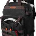 WELKINLAND 90-Pockets Electrician Backpack, Wax-Canvas Tool Backpacks Heavy Duty, Convenient Work Tool Back pack With Pockets