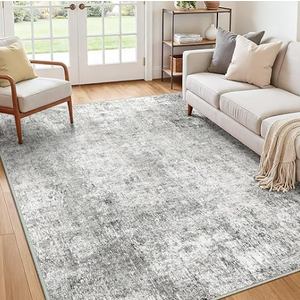 RELEANY Washable Area Rugs 5'x8' NonSlip Modern Abstract Soft for Living Room Entryway Bedroom Nursery, Print Pattern, Gray White Grey