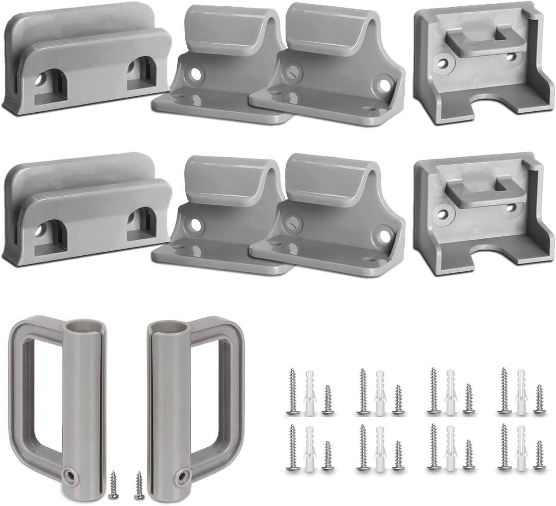 GRENFU Retractable Baby Gate Replacement Parts Kit Grey Pet Gate Full Set Wall Mounting Hardware with Brackets Anchors and Screws