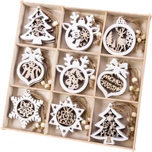 27pcs Rustic Christmas Ornaments for Tree Decorations, Wooden Christmas Ornaments, Farmhouse & Winter Wonderland Ornaments for Christmas Tree Holiday Decor