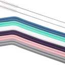 Senneny Set of 12 Silicone Drinking Straws for 30oz and 20oz - Reusable Silicone Straws BPA Free Extra Long with Cleaning Brushes- 12 Bent- 6mm diameter
