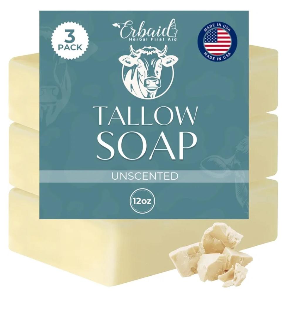 Beef Tallow Soap Bar – All Natural Grass Fed Tallow Soap Unscented – Moisturizing Face & Body Wash Great for Eczema, Dry, Itchy, Sensitive Skin – Handcrafted Bath Soap for Adults, Kids, Made in USA
