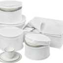 Honey-Can-Do Dinnerware Storage Containers Set, Perfect for Dish Storage, China Storage, and Cup Storage, Quilted Containers To Keep Your Heirlooms and Fine China Protected and Organized, 5-Piece Set