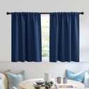 RYB HOME RV Curtains for Camper Windows - Soft Thermal Insulated Small Window Curtain Tiers for Cafe Kitchen Bedroom Basement Glass Door Window, W 42 x L 30 inches, Navy Blue, 2 Panels