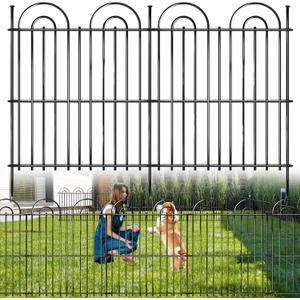 25 Panels No Dig Decorative Garden Fence, 32in(H) X 50ft(L) Tall Dog Fence Outdoor for Yard, Rustproof Metal Wire Garden Fencing Animal Barrier with Ground Stakes, Temporary Fencing for Patio Outdoor