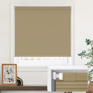 LazBlinds Cordless Cellular Shades, No Tools No Drill Blackout Honeycomb Shades Pleated Blinds for Windows, 23'' W x 48'' H, Taupe