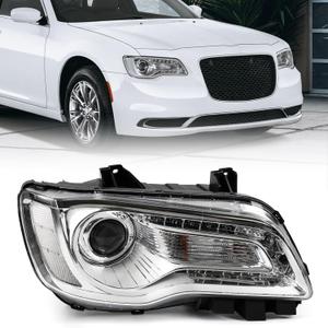 Halogen Headlight Assembly Compatible with Chrysler 300 300C 2015 2016 2017 2018 Headlamp with White Bezel Replacement Right Passenger Side RH 68214382AD CH2503269
