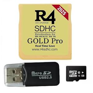 Pro Version 16GB Micro SDHC Dual Core Revolution Cartridge Compatible with New 2DS/3DS/LL/XL NDSL NDSI, Include a Card Adapter, NO Timebomb, Preloaded Plug and Play, Gold (Gold)