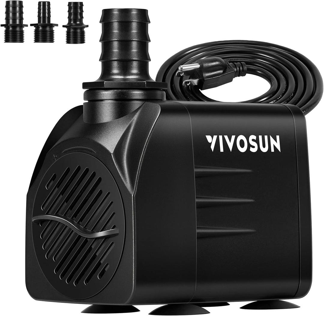 VIVOSUN 660GPH Submersible Water Pump, 2500L/ H 35W aquarium pump, Ultra Quiet Fountain Pump with 8.2ft/ 2.5m High Lift for Fish Tank, Pond, Aquarium, Statuary, Hydroponics