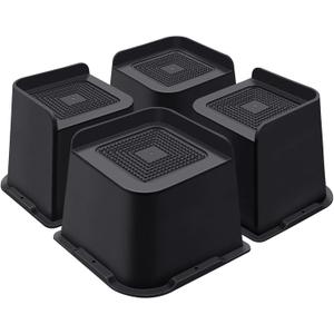 ANNKUT Bed Risers 4 Inch Heavy Duty, Furniture Risers for Bed Desk Table Sofa CouchOversized Bed Lifts Risers, Support up to 5000 Lbs(4 Pack Black)