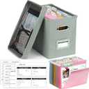 DOSTATNI School Years Organizer Kit K-12 School Years Memory Keeper with 15 Hanging File Folders Plastic 4 different Labels Memory Keepsake Box for kids Storage Pictures File Keeper (Green)