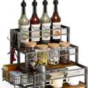 LOTEYIKE 3 Tier Coffee Syrup Rack Organizer, 12 Water Bottles Holder Stand Bottle Cabinet Storage, Bottle Rack Countertop Storage Rack Coffee Bar Cabinet for Kitchen