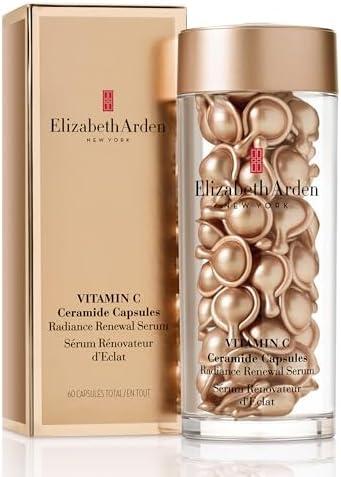 Elizabeth Arden Vitamin C Serum with Ceramides, Anti Aging Radiance Renewal Ceramide Serum, Brightens Skin, Minimizes Dark Spots, and Enhances Skin Tones, Fragrance Free, 60 Capsules, 0.95 oz, BB 12M after opening