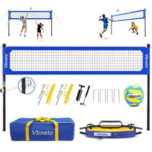 Volleyball Net for Backyard, Anti-Sag Heavy Duty Adjustable Outdoor Net with Winch System, Beach Volleyball Set with Ball and Carry Bag