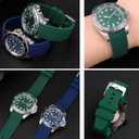 Kai Tian 18mm 20mm 22mm 24mm Curved Ends Silicone Watch Band, Premium Soft Silicone Adjustable Black Watch Bands Replacement Rubber Watch Strap for Women Men (Green)