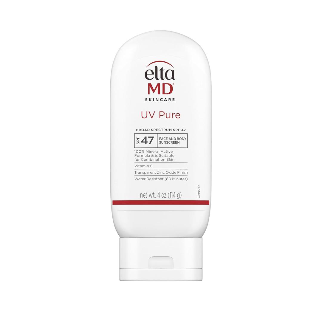 EltaMD UV Pure Face and Body Sunscreen, SPF 47 Mineral Sunscreen for Kids and Adults, Water Resistant Up to 80 Minutes, Oil Free Zinc Oxide Formula