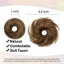 Highlight Brown Hair Bun, Messy Bun Hair Piece, Soft Fluffy Elastic Scrunchie, 30s Easy Updo for Women & Kids, Ideal for Daily Wear, Ballet, Dance & Office Use