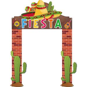 Peryiter 3 Pieces Mexican Fiesta Party Decorations Mexico Cinco de Mayo Themed Backdrop Fiesta Banner with Sombrero Cactus Guitar Design for Mexican Party Supplies Decoration