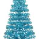 Juegoal 4 FT Pre-lit Artificial Christmas Tree, Lighted Green Tinsel Pencil Pine Spruce Trees with 70 Warm White LED Lights, 8 Lighting Mode & Timer Function for Xmas Holiday Winter Home Party Decor