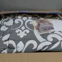 Chezmoi Collection Royale 7-Piece Jacquard Floral Comforter Set, King, Grayish Blue/Gray