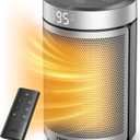 DREO Space Heater, Portable Electric Heaters for Indoor Use with Thermostat, 1-12H Timer, Eco and Fan Mode, 1500W PTC Ceramic Safety Heat for Office Bedroom Home, With Remote, Silver